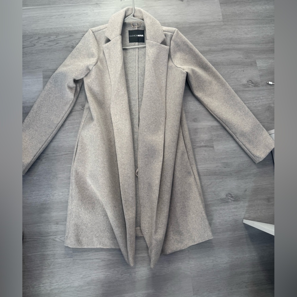 Fashion Nova Light Gray Trench Coat